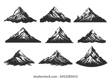 set of mountain silhouette. vector illustration