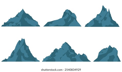 set of mountain stone icon logo design isolated. vector