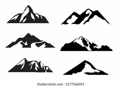 Set of mountain travel emblems. Camping outdoor adventure emblem, badge, and logo patch. Mountain tours, hiking.silhouette style
