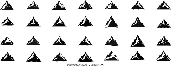 set of mountain vector silhouette icon illustration, mountain vector illustration, mountain vector icon silhouette 