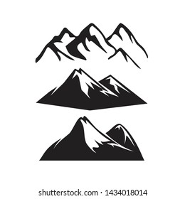 Set of mountain vector silhouettes icon shape in white and black color