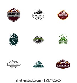 set of mountain vintage logo icon in vector