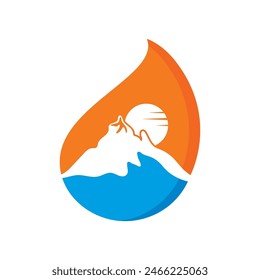 conjunto de diseño de ilustración de icono de Vector de logotipo de caída de agua de montaña