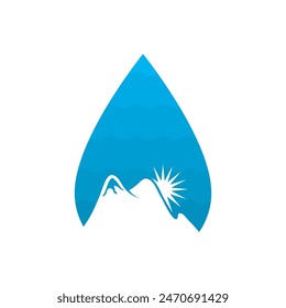 set of mountain water drop logo vector icon illustration design