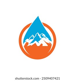 Conjunto de diseño de ilustración de icono de Vector de logotipo de gota de agua de montaña