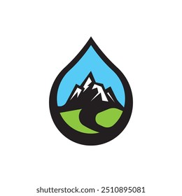 Conjunto de diseño de ilustración de icono de Vector de logotipo de gota de agua de montaña