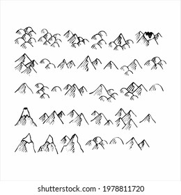 Set mountains collection stylized mountain vector image