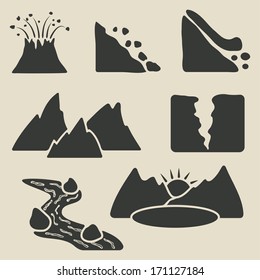 set of mountains icons - vector illustration