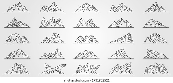 conjunto de líneas de montaña diseño de ilustración vectorial, estilo de arte de línea minimalista