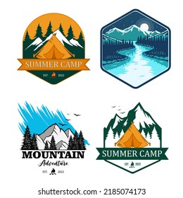 Set of Mountains logo, icon Vector Illustration, Graphic Design For Web, Websites, App, Print, Presentation Templates, Mobile Applications And Promotional Materials. Hand Drawn illustrations.