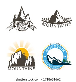 Set mountains logo. Logo outdoor adventure in mountain. Vector illustration