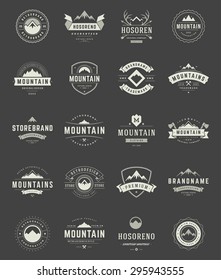 Set Mountains Logos, Badges and Labels Vintage Style.  Design elements retro vector illustration.