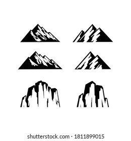 Set of Mountains. Mountain icon design isolated flat. Mountain collection image. Mountain simple sign, Mountain icon vector design illustration.