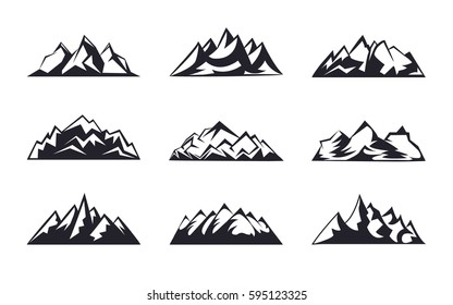 Vector Mountains Icons Isolated On White Stock Vector (Royalty Free ...