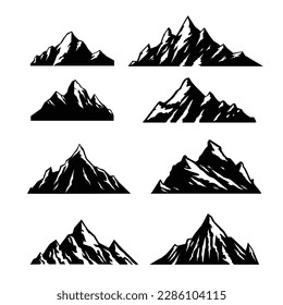 Set of mountains silhouettes design