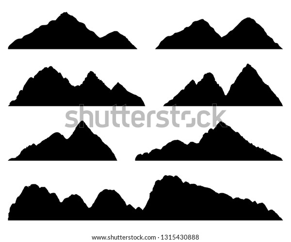 Set Mountains Silhouettes On White Background Stock Vector (Royalty ...