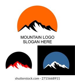 Conjunto Montañas Vector, Icono de logotipo de montaña Ilustración de Arte vectorial de silueta