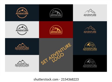 Set-Mountain-Vektorgrafik, Modernes Gebirge, Außenlogo-Design, Vektorgrafik-Logo-Vorlage