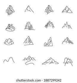 Set of mountais shapes isolated on white background.Vector illustration