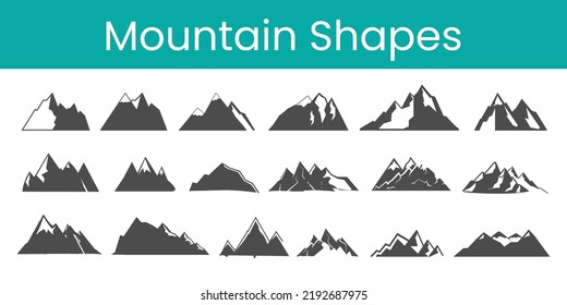 Set of mountais shapes isolated on white background.Vector illustration.