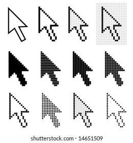 Set of mouse 12 arrow cursors