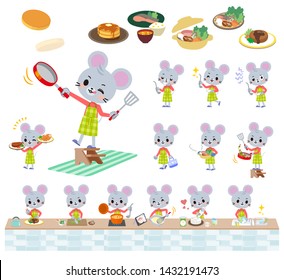 A set of mouse boy about cooking.There are actions that are cooking in various ways in the kitchen.It's vector art so it's easy to edit.
