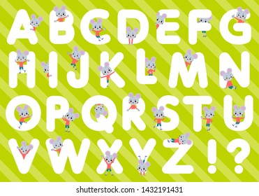 A set of mouse boy designed with alphabet.Characters with fun expressions pose various poses.It's vector art so it's easy to edit.
