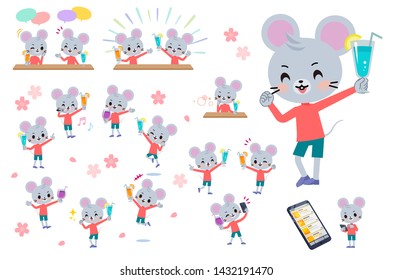 A set of mouse boy on a drink party. There is a lively action..It's vector art so it's easy to edit.
