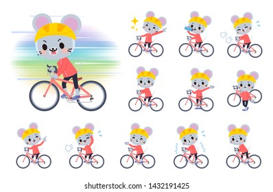 A set of mouse boy on a road bike.There is an action that is enjoying.It's vector art so it's easy to edit.
