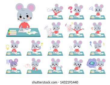 A set of mouse boy on study.There are various emotions and actions.It's vector art so it's easy to edit.
