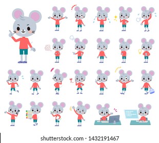 A set of mouse boy with who express various emotions.There are actions related to workplaces and personal computers.It's vector art so it's easy to edit.
