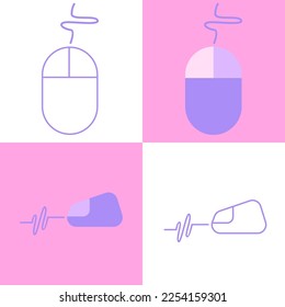 Set mouse business icon, computer pc flat design and solid color
