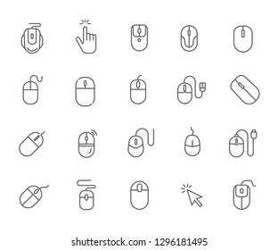 Set of mouse clicker Related Vector Line Icons. Contains such Icons as computer mouse, cursor, click, finger and etc. - Vector 