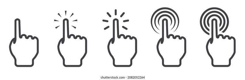 set of mouse cursor click icon with hand clicks concept