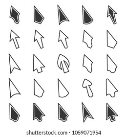 Set of mouse cursor icons on a white background. Isolated vector.