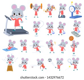 A set of mouse girl on exercise and sports.There are various actions to move the body healthy.It's vector art so it's easy to edit.
