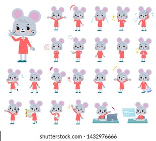 A set of mouse girl with who express various emotions.There are actions related to workplaces and personal computers.It's vector art so it's easy to edit.
