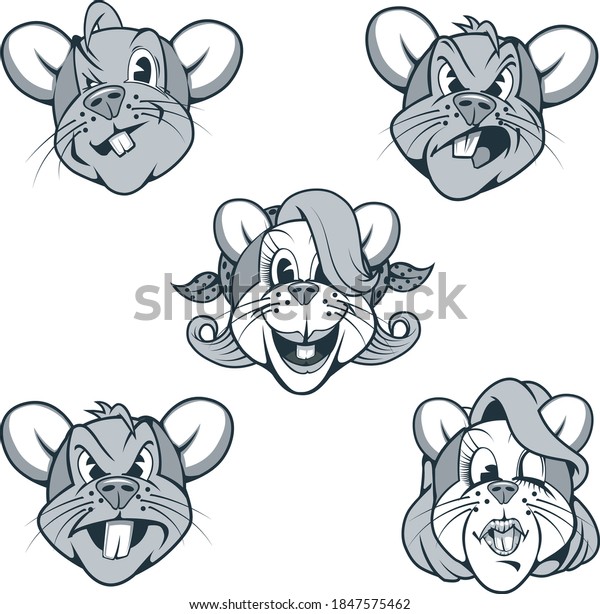 Set Mouse Heads Vector Image Stock Vector (Royalty Free) 1847575462 ...