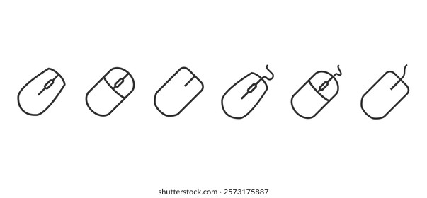 Set mouse icon, Flat mouse icon. Mouse button click icon set. Wireless mouse, isolated with transparent background. Eps 10
