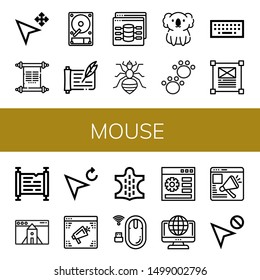 Set of mouse icons such as Cursor, Scroll, Hard disk, Web, Louse, Koala, Animal, Keyboard, Website, Mouse, Online , mouse