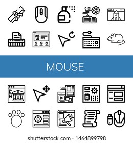 Set of mouse icons such as Scroll, Keyboard, Mouse, Website, Insecticide, Cursor, Rat, Web, Animal, Motherboard , mouse