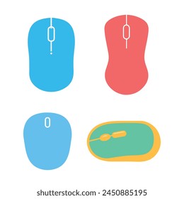 Set of Mouse icons. Vector illustration in flat style