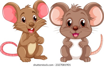 Set Maus- und Rattenkartoon-Illustration