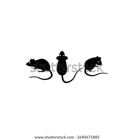 Set of Mouse Silhouette Icons Vector Illustration Isolated on White Background