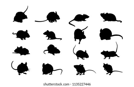 Set of Mouse silhouette vector illustration