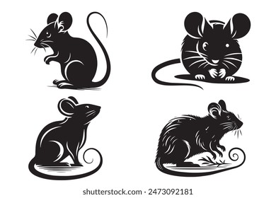 set of mouse vector art Silhouette illustration 