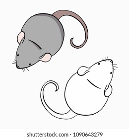 Set of mouses on white background. Mouses sketches by digital art.