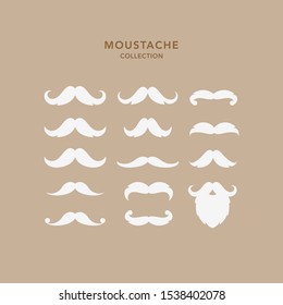 Set of moustache. Decorative elements for booth. Illustrations of accessories or symbols elements. Vector illustration.