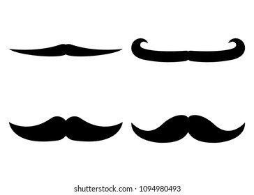 Set of Moustache Icon and Label. Father's Day. Flat style. Vector illustration.