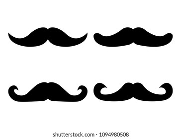 Set of Moustache Icon and Label. Father's Day. Flat style. Vector illustration.